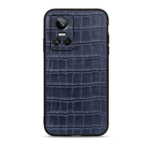 

For OPPO Realme GT Neo 3 Accurate Hole Crocodile Texture Genuine Leather Phone Case(Blue)