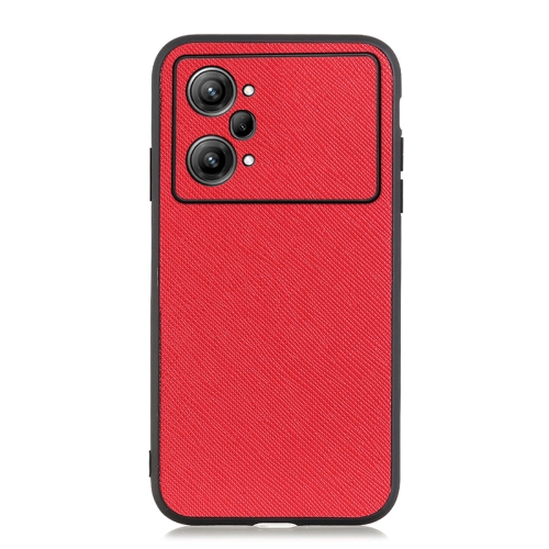 

For OPPO K10 Pro 5G Accurate Hole Cross Texture Genuine Leather Phone Case(Red)