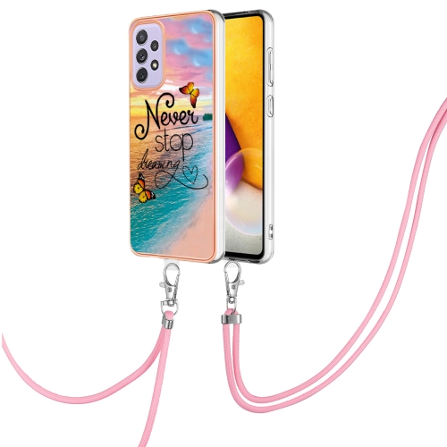 

For Samsung Galaxy A53 5G Electroplating IMD TPU Phone Case with Lanyard(Dream Butterfly)