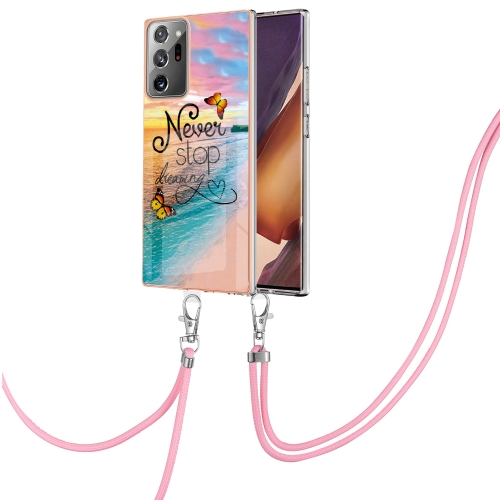 

For Samsung Galaxy Note20 Ultra Electroplating IMD TPU Phone Case with Lanyard(Dream Butterfly)