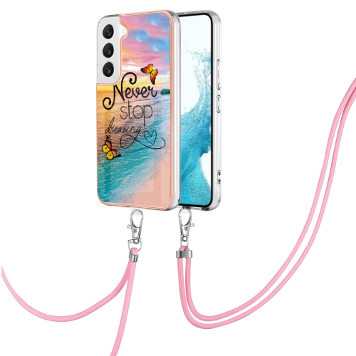 

For Samsung Galaxy S22+ 5G Electroplating IMD TPU Phone Case with Lanyard(Dream Butterfly)