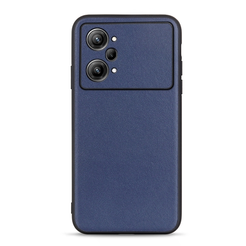 

For OPPO K10 Pro 5G Accurate Hole Lambskin Texture Genuine Leather Phone Case(Blue)