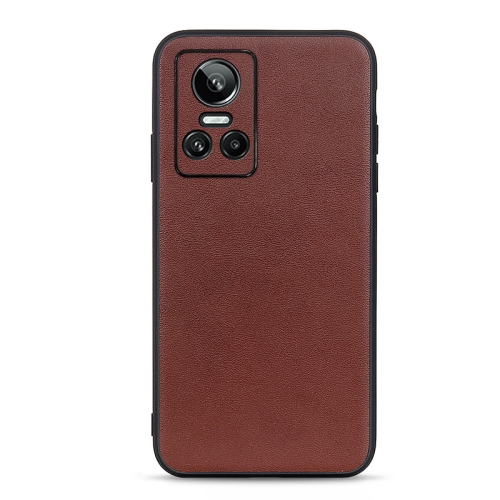 

For OPPO Realme GT Neo 3 Accurate Hole Lambskin Texture Genuine Leather Phone Case(Brown)