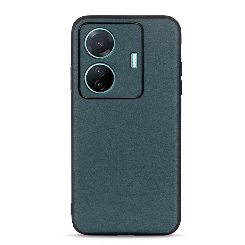 

For vivo S15e Accurate Hole Lambskin Texture Genuine Leather Phone Case(Green)