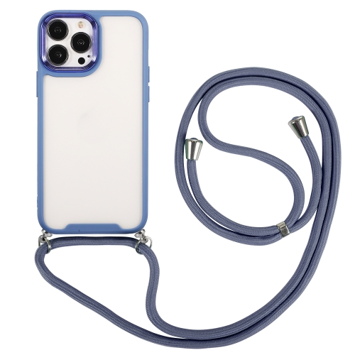 

For iPhone 12 Pro Electroplating Hawkeye Phone Case with Lanyard(Blue)