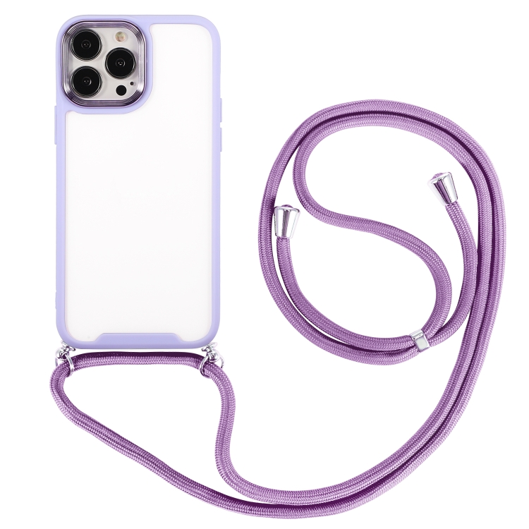 

Electroplating Hawkeye Phone Case with Lanyard For iPhone 12 Pro Max(Purple)