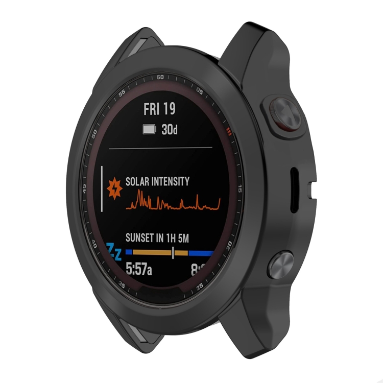 

For Garmin Fenix 7S TPU Half-pack Hollowed Electroplating Watch Case(Black)