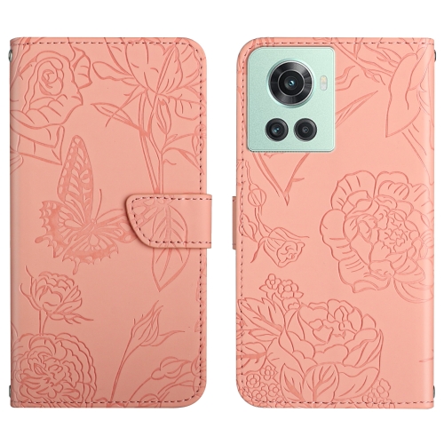 

For OnePlus 10R/ACE Skin Feel Butterfly Peony Embossed Leather Phone Case(Pink)