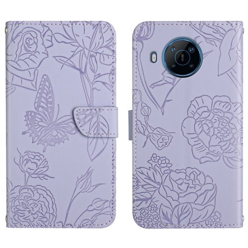 

For Nokia X100 Skin Feel Butterfly Peony Embossed Leather Phone Case(Purple)