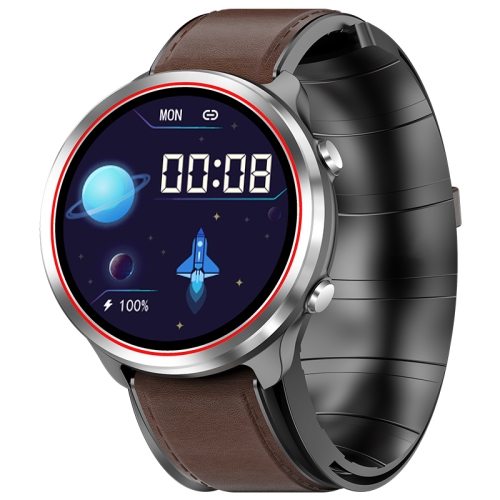 

P30 1.3 inch IPS Screen Smart Watch Support Air Pump Blood Pressure Monitoring with Brown Leather Band(Silver+Red)