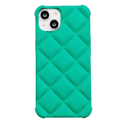 

For iPhone 13 Pro Elegant Rhombic Texture TPU Phone Case (Blue-green)