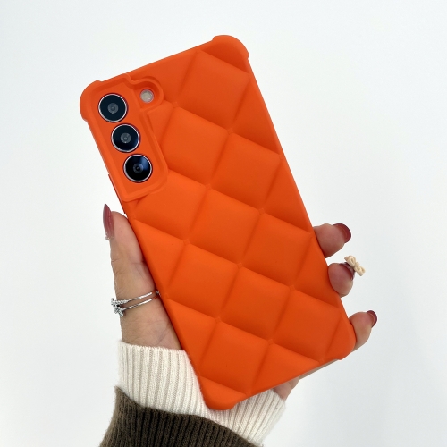 

For Samsung Galaxy S22 5G Elegant Rhombic Texture TPU Phone Case(Orange)