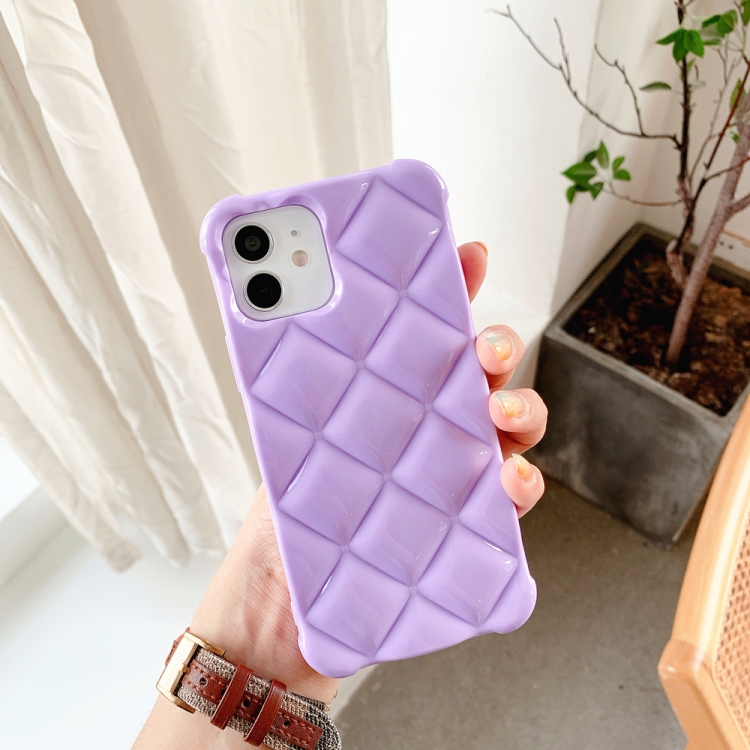 

Candy Color Elegant Rhombic Texture TPU Phone Case For iPhone 13 Pro(Purple)