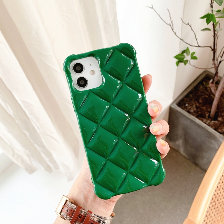 

For iPhone 11 Candy Color Elegant Rhombic Texture TPU Phone Case (Dark Green)