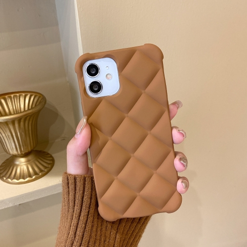 

Skin Feel Matte Rhombic Texture TPU Phone Case For iPhone 12 Pro Max(Caramel)