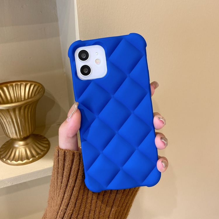 

Skin Feel Matte Rhombic Texture TPU Phone Case For iPhone 12 / 12 Pro(Blue)