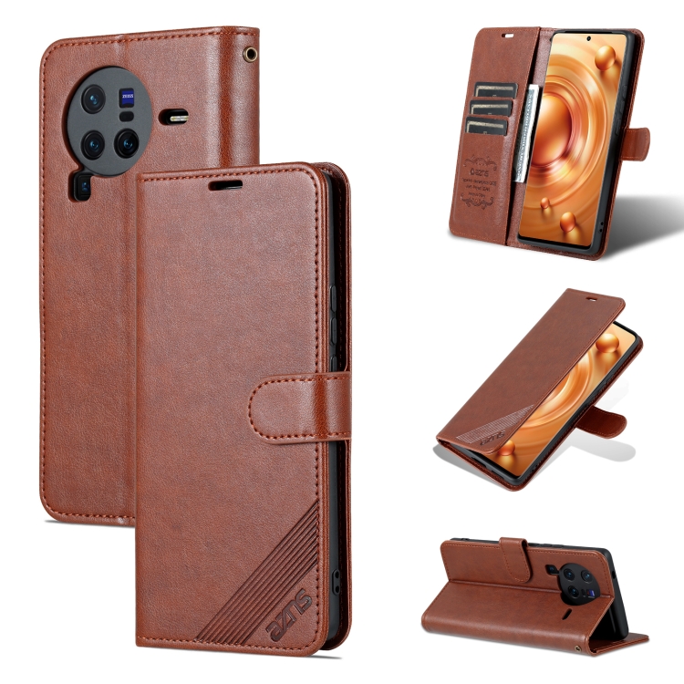 

For vivo X80 AZNS Sheepskin Texture Flip Leather Phone Case(Brown)