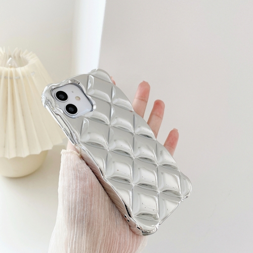 

For iPhone 13 Elegant Rhombic Texture Electroplated TPU Phone Case(Silver)