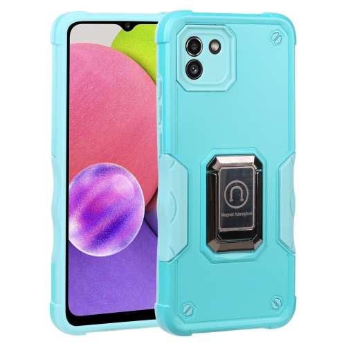 

For Samsung Galaxy A03 164mm EU Version Ring Holder Non-slip Armor Phone Case(Mint Green)