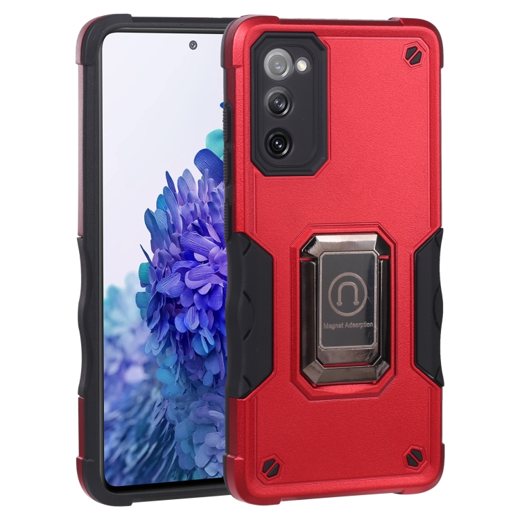 

For Samsung Galaxy S20 FE Ring Holder Non-slip Armor Phone Case(Red)