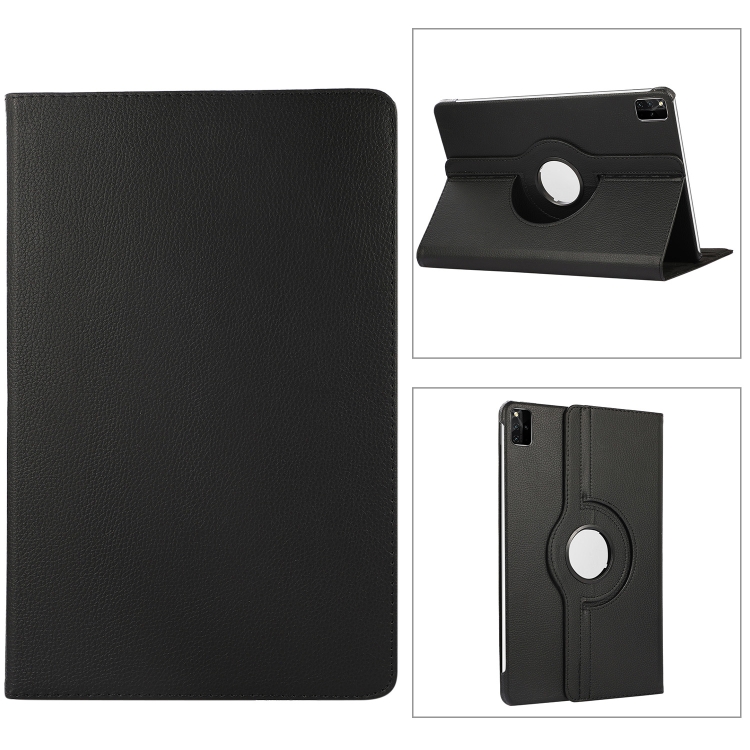 

For Realme Pad Mini 360 Degree Rotation Litchi Texture Tablet Leather Case(Black)