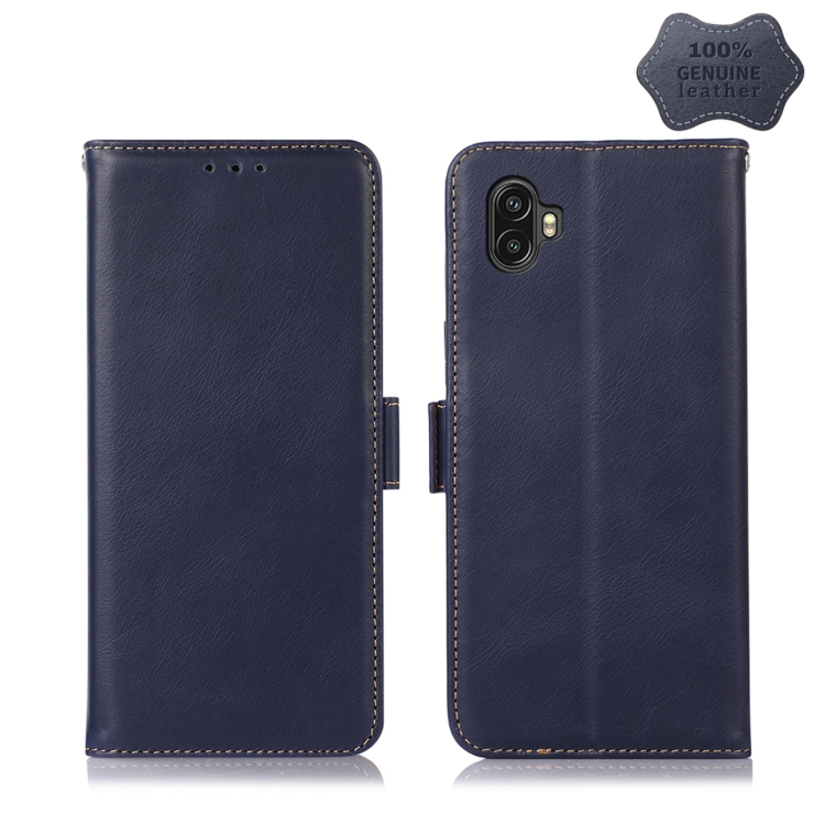 

For Samsung Galaxy Xcover Pro 2 Crazy Horse Top Layer Cowhide Leather Phone Case(Blue)