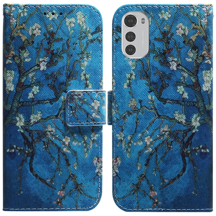 

For Motorola Moto E32 Coloured Drawing Leather Phone Case(Apricot)