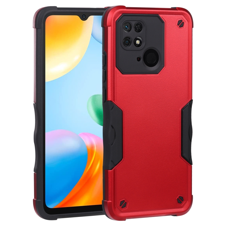 

For Xiaomi Redmi 10C Non-slip Armor Phone Case without Ring Holder(Red)