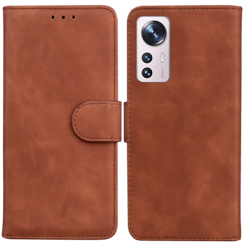 

For Xiaomi 12 Lite Skin Feel Pure Color Flip Leather Phone Case(Brown)