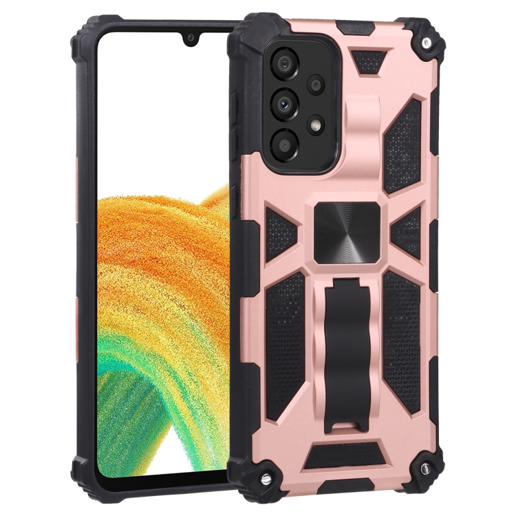 

For Samsung Galaxy A33 5G Shockproof TPU + PC Magnetic Protective Phone Case with Holder(Rose Gold)