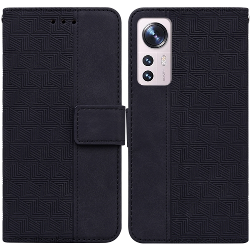 

For Xiaomi 12 Lite Geometric Embossed Leather Phone Case(Black)