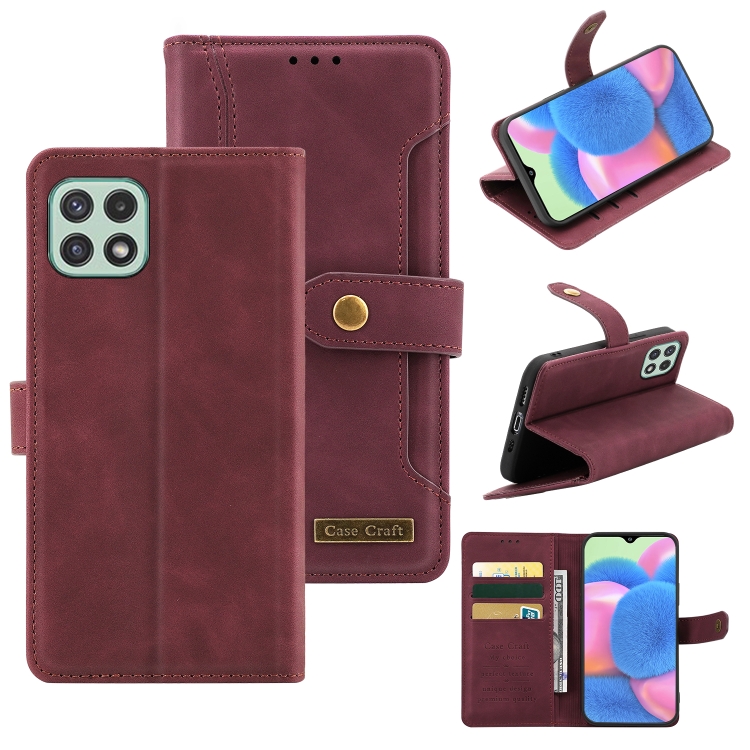 

For Samsung Galaxy A22 5G Case Craft Multifunctional Horizontal Flip Leather Phone Case(Red)