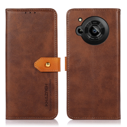 

For Sharp Aquos R7 KHAZNEH Dual-color Cowhide Texture Flip Leather Phone Case(Brown)