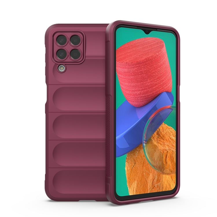 

For Samsung Galaxy M33 5G Magic Shield TPU + Flannel Phone Case(Wine Red)