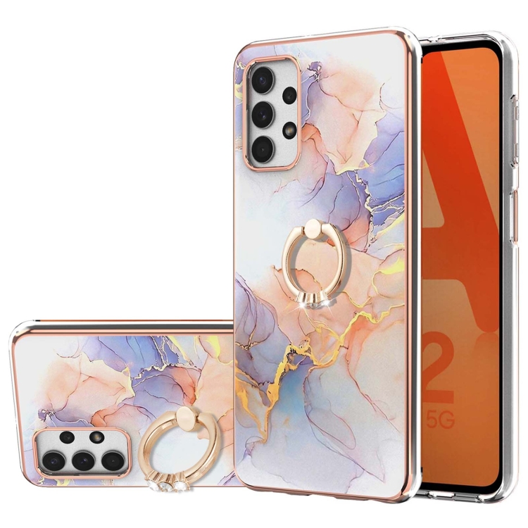 

For Samsung Galaxy A53 5G Electroplating IMD TPU Phone Case with Ring(White Marble)