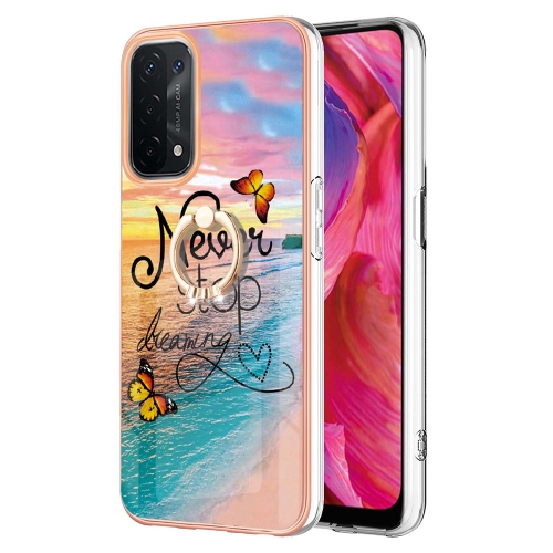 

For OPPO A74 5G / A93 5G Electroplating IMD TPU Phone Case with Ring(Dream Butterfly)