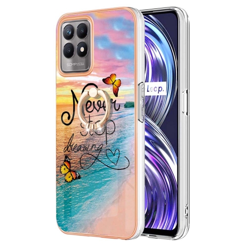 

For OPPO Realme 8i Electroplating IMD TPU Phone Case with Ring(Dream Butterfly)