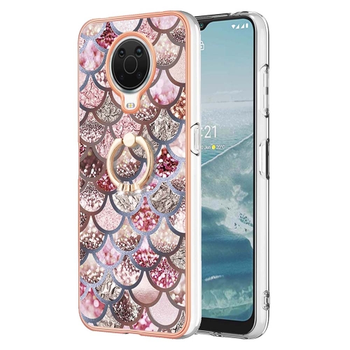 

For Nokia G20 / G10 Electroplating IMD TPU Phone Case with Ring(Pink Scales)