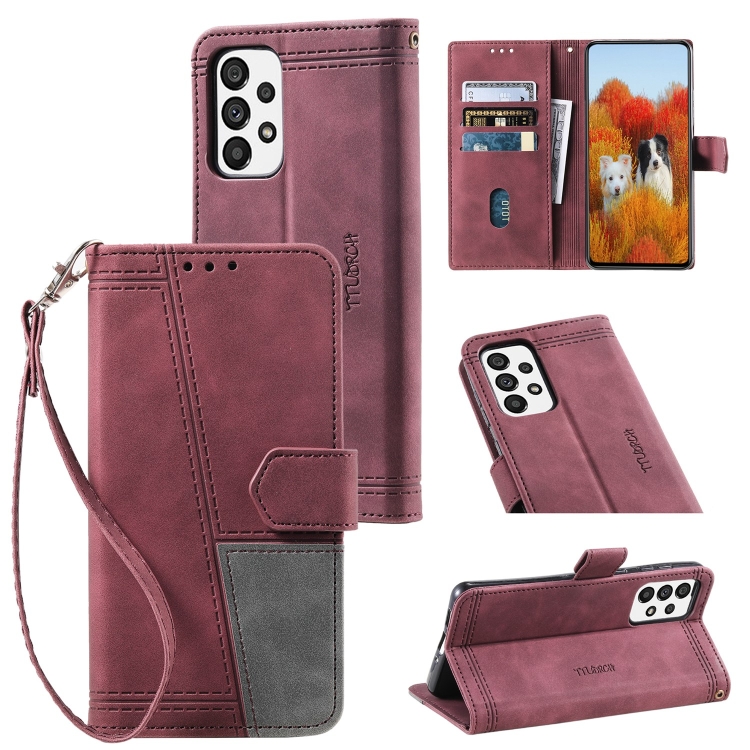

For Samsung Galaxy A33 5G Splicing Leather Phone Case(Red)