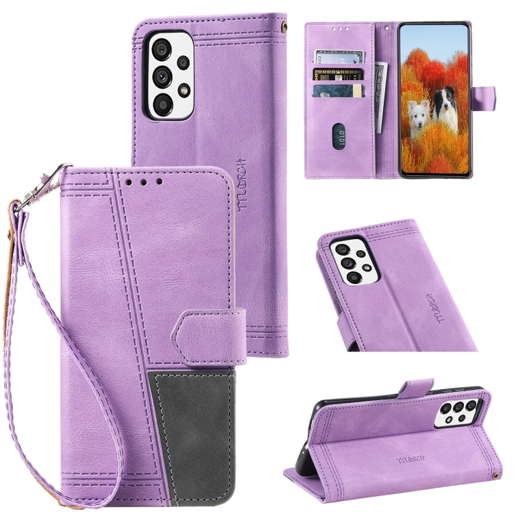 

For Samsung Galaxy A53 5G Splicing Leather Phone Case(Purple)