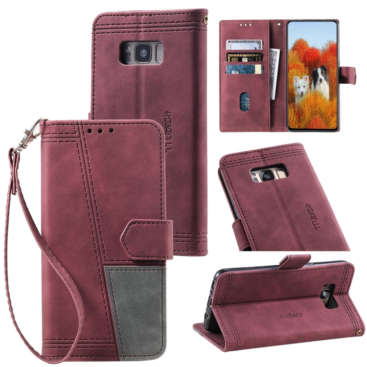 

For Samsung Galaxy S8 Splicing Leather Phone Case(Red)