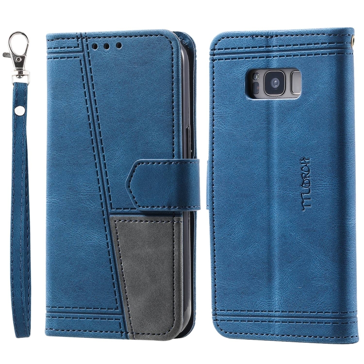

For Samsung Galaxy S8+ Splicing Leather Phone Case(Blue)