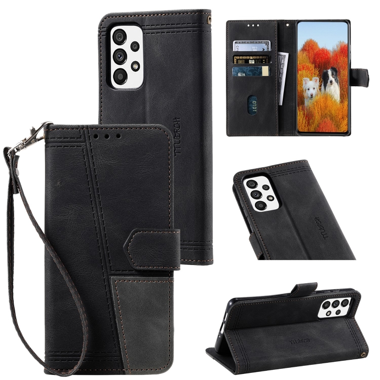 

For Samsung Galaxy A23 5G Splicing Leather Phone Case(Black)