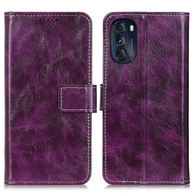

For Motorola Moto G 5G 2022 Retro Crazy Horse Texture Horizontal Flip Leather Phone Case(Purple)