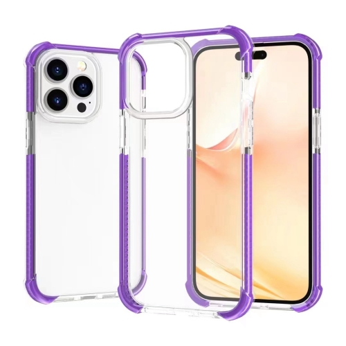 

For iPhone 14 Pro Max Acrylic Four Corners Shockproof Phone Case (Transparent Purple)