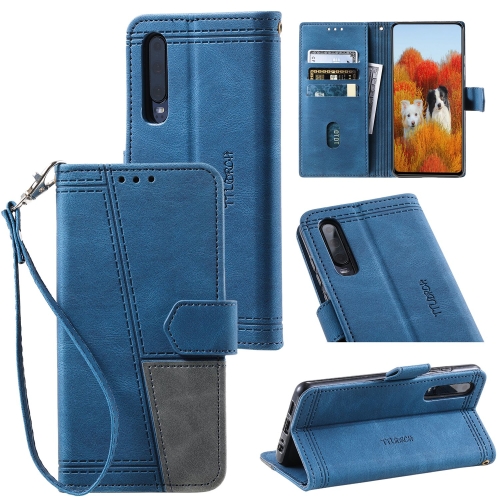 

For Huawei P30 Splicing Leather Phone Case(Blue)