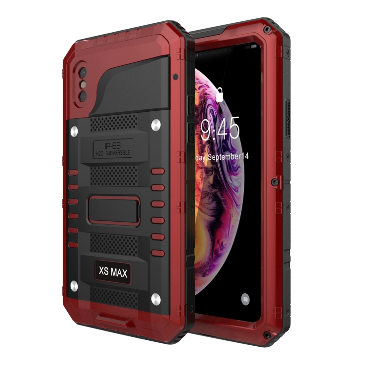 

Metal + Silicone Phone Case with Screen Protector For iPhone XR(Red)
