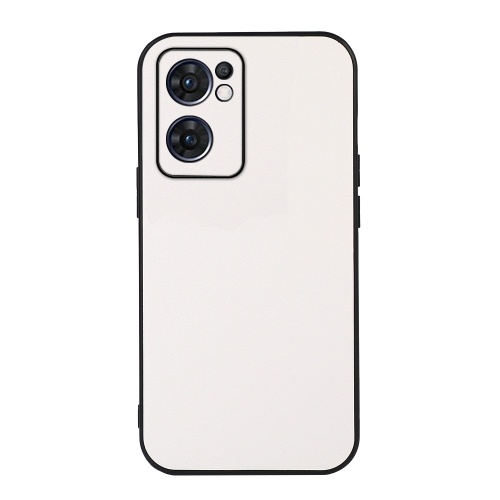 

For OPPO Reno7 5G International Accurate Hole Two-color Litchi Texture PU Phone Case(White)