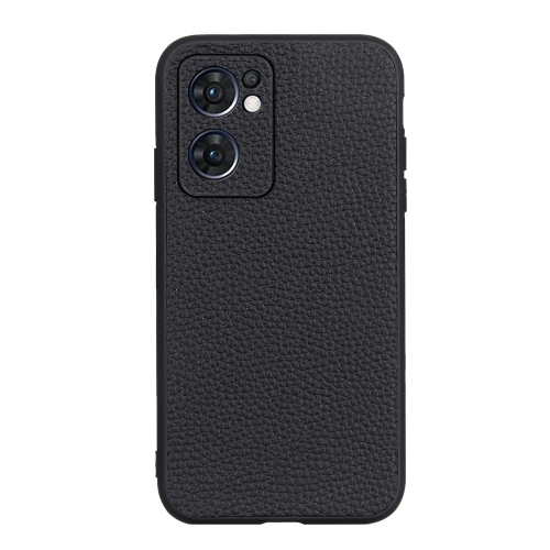 

For OPPO Reno7 5G International Accurate Hole Genuine Leather Phone Case(Black)