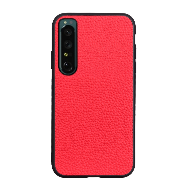 

For Sony Xperia 1 IV Accurate Hole Genuine Leather Phone Case(Red)